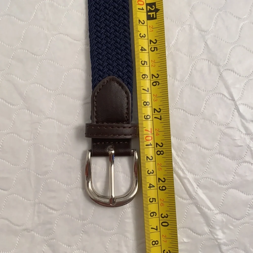 Navy canvas braided adjustable belt